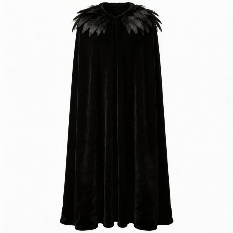 Halloween Death Witch Cloak Hanfu Outerwear Feather Cape Stage Costume Women