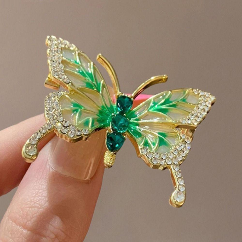 Retro Green Butterfly Brooch Crystal Butterfly Brooches Green Butterfly Suit Collar Pin  Daily