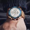 Luxury Quartz Watch for Men Nubuck Leather Strap Waterproof Chronograph Wristwatch New In Moon Phase Man Watch