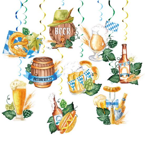 Yousheng 48 шт. Подвесные спиральные украшения Октоберфест, Подвесной спиральный стример для пивного фестиваля, Потолочный декор для вечеринки в стиле Октоберфест