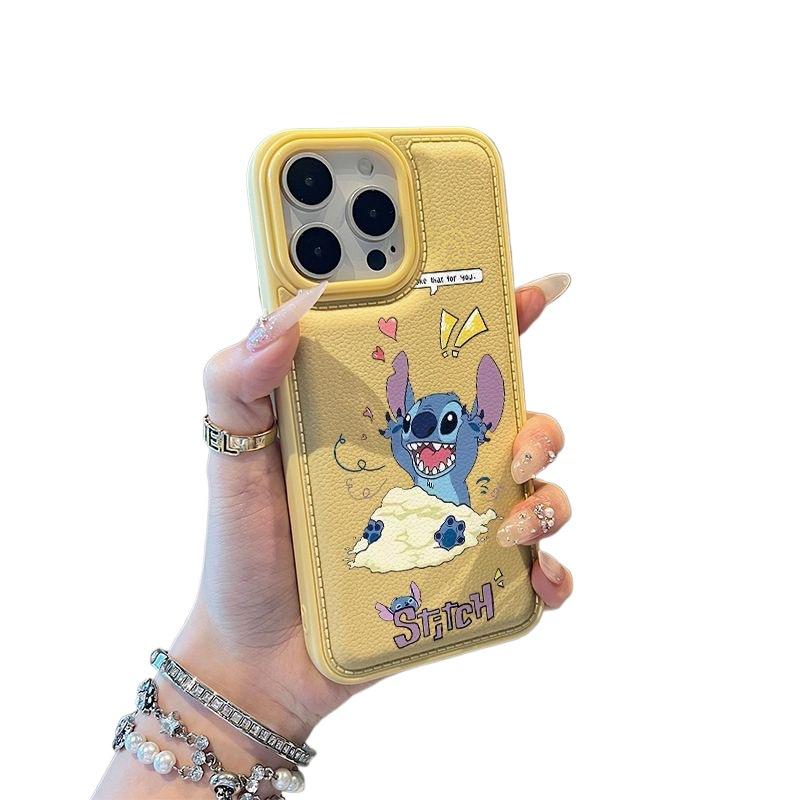 Глупый Стич подходит для чехла для мобильного телефона Apple 17 iphone16pro15 кожаный узор 14 с воздушной подушкой 13/12 противоударный.