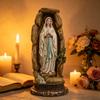 Our Lady of Lourdes Statue with Grotto Hand-Painted Catholic Virgin Mary Resin Figurine for Prayer & Decor 12 Inch