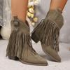 Large Size Fringed Short Boots for Women In Autumn Winter High Heels Casual Simple Comfortable Versatile Women's Boots