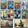 Vintage Sail Boat Sailing Landscape Poster Canvas Printing Vintage Ocean Sailboat Wall Art Picture Home Room Decor Cuadros
