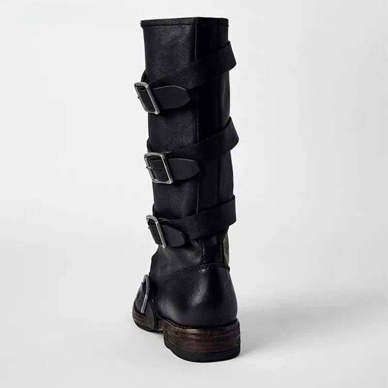 Модные женские высокие ботинки на плоской подошве, дизайнерские полусапоги, женская обувь, осенние ретро ботинки челси 2025, модные готические гладиаторские ботинки для женщин