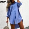 Autumn Simple Loose Long Sleeve V-neck Button-down Shirt for Women