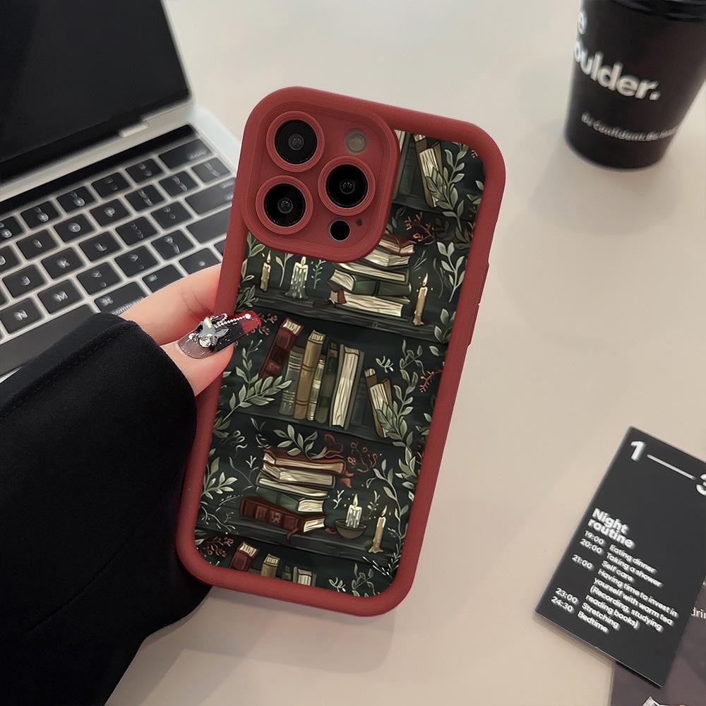 Чехол для телефона с креативным узором книжной полки для iPhone 17 11 12 13 14 15 16 Pro Max 16E XS X XR 7 8 Plus 17 Air Противоударная мягкая обложка