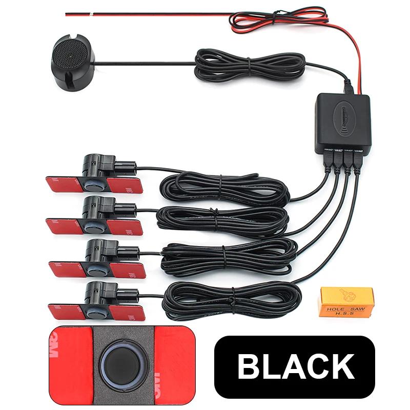 Датчик парковки автомобиля Помощник Parktronics 4 Черный/Серебристый/Белый 13 мм Плоские Датчики Радар заднего хода Звуковой Сигнал Сигнализации