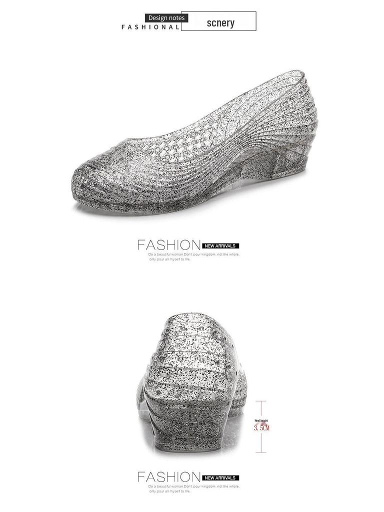 Женские летние хрустальные сандалии на танкетке - Универсальные, Нескользящие, Удобные, Без запаха, Мягкие туфли для улицы и работы