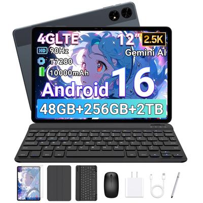 16-дюймовый планшет T60 Android 16, IPS-экран с высоким разрешением, поддержка Widevine, быстрый, идеально подходит для видеомонтажа, Android 12-дюймовый TABWEE PC, 48 ГБ + 256 ГБ + 2 ТБ