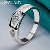 925 Sterling Silver Rhombus Zircon 7 8 9 10 Ring For Women Fashion Wedding Engagement Party Charm Jewelry