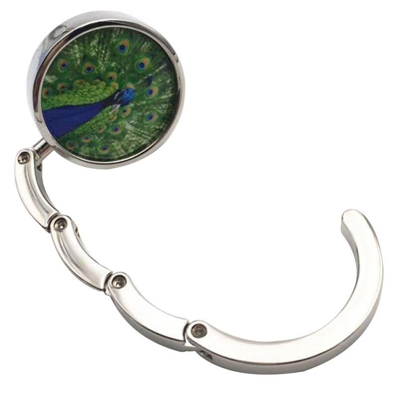 Складной крючок-вешалка для поддержки сумок и мешков с изображением стрекозы/павлина в подарок