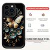 Черный чехол с золотой бабочкой и желобком для iPhone 14/15/16/17 Pro Max