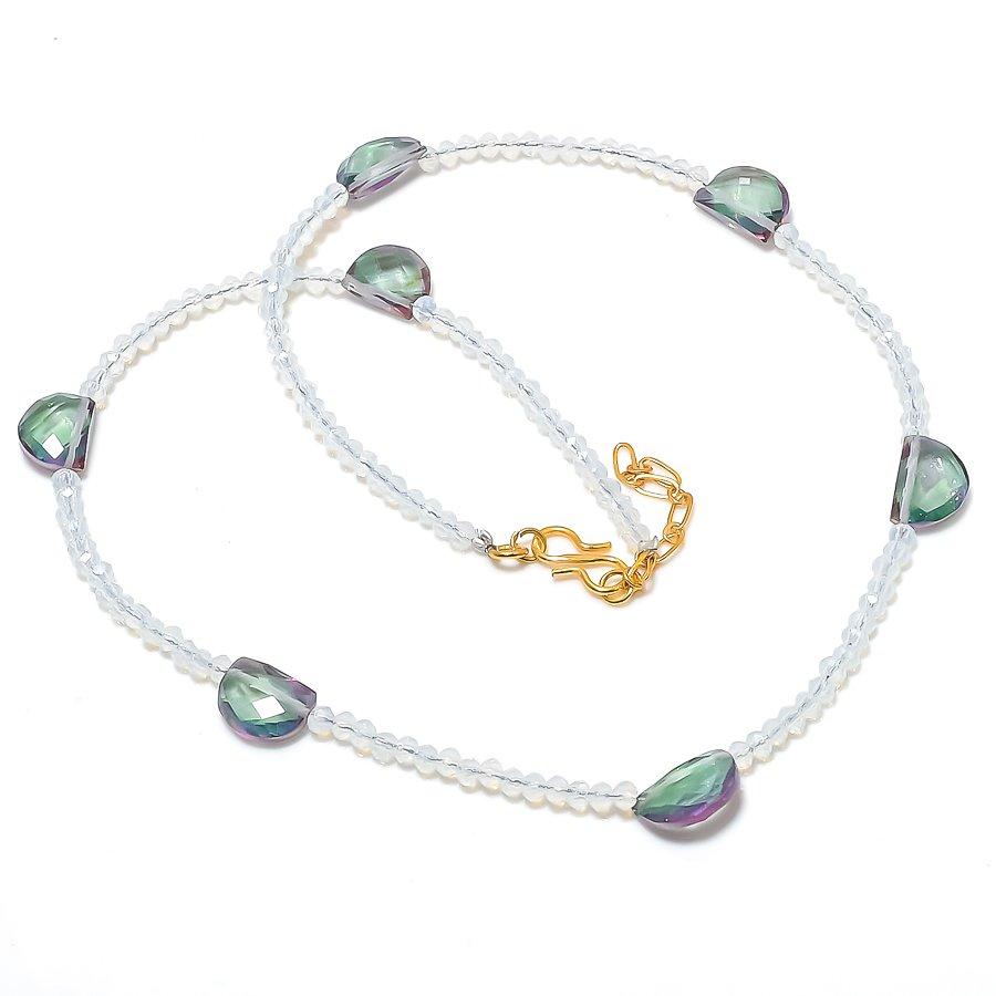Mystic Rainbow Topaz, Opal 925 Sterling Silver Jewelry Necklace 20" GK-6627