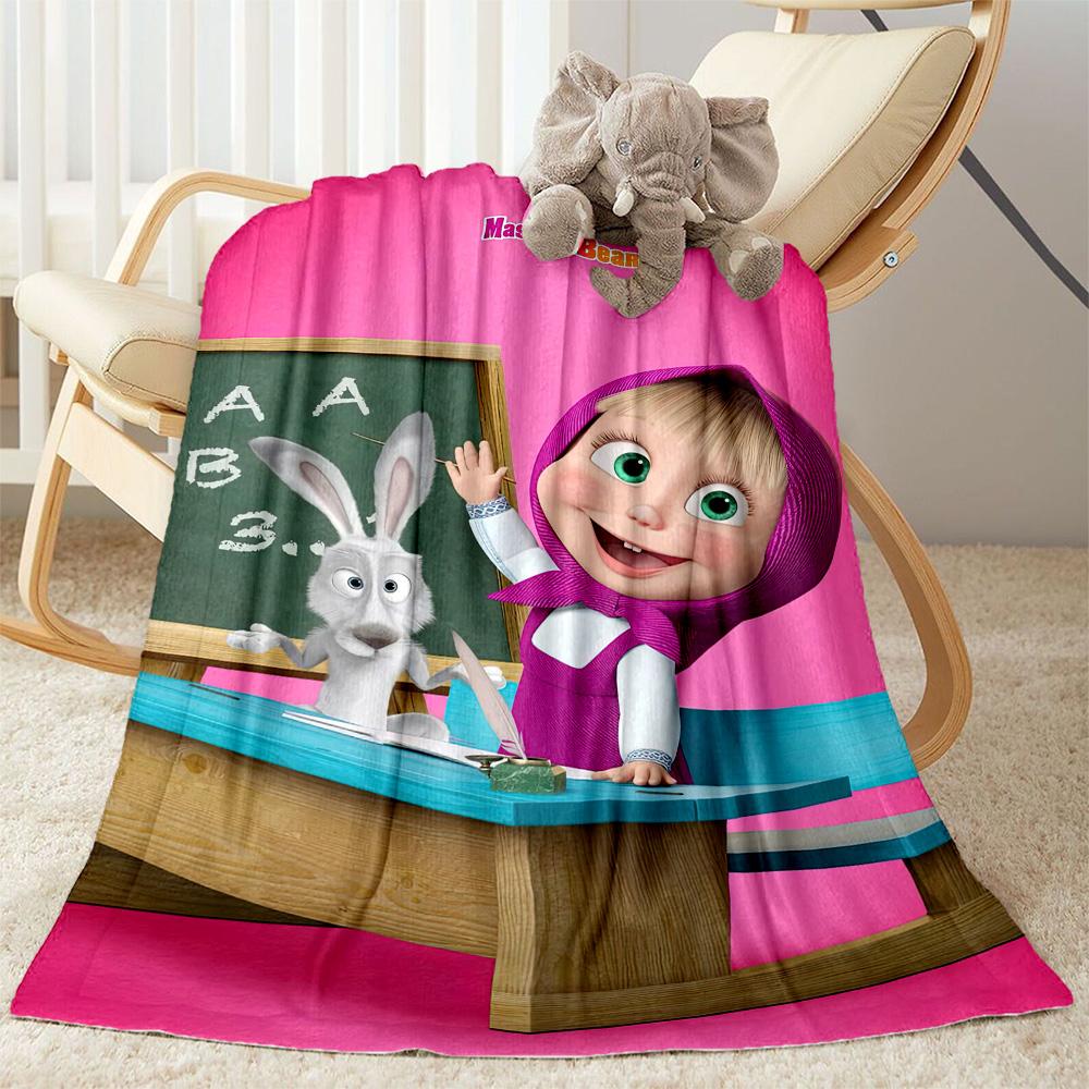 Masha Bear Blanket Soft & Cozy Great for Seaside Office Office Chair All-Season Use Modern Style Ideal Gift For Birthday Valentine'S Day