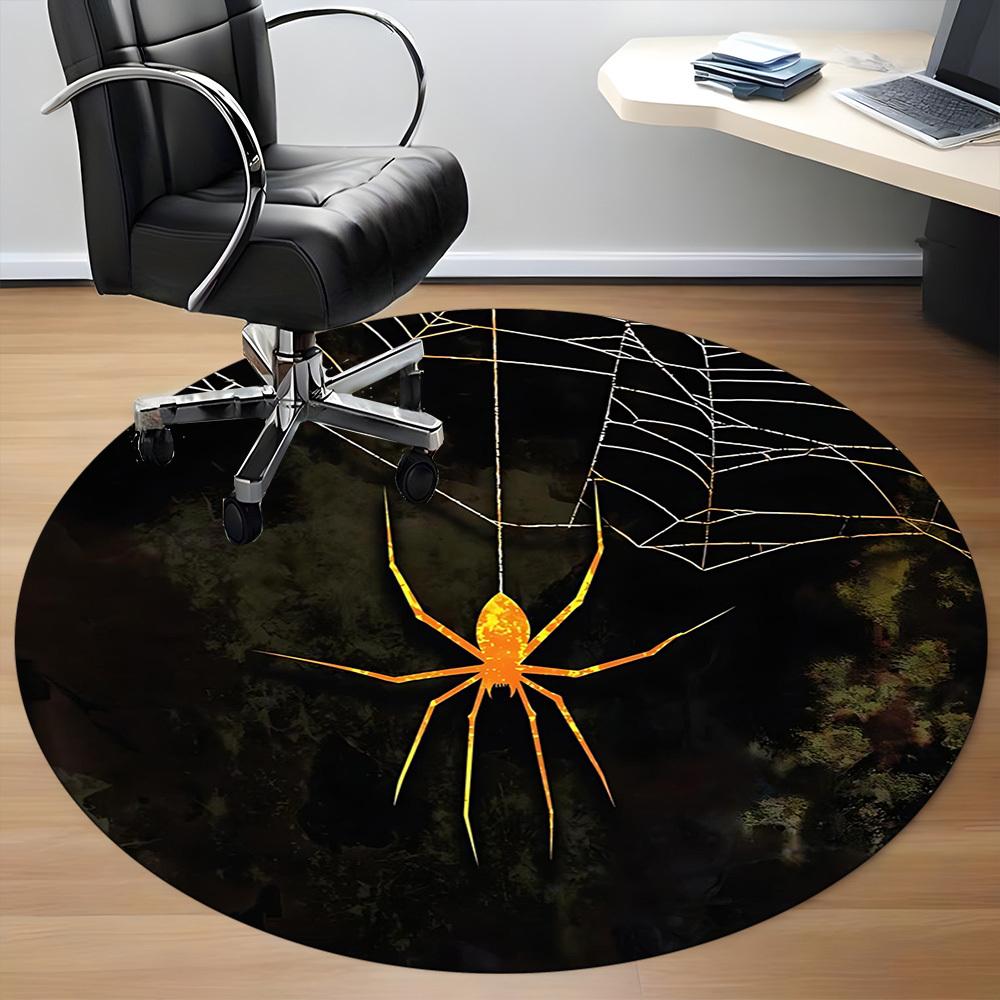 1PCSpider Web Office Round Area Rug, Mat Suitable For Office, Under Office Chairs Bedroom Living Room Home Decor, Room Deco