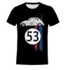 Beetle 53 Number Men's T-shirt, Herbie Car Short Sleeve Simple T-shirts, Rally Car T-shirts, Men's 3D Printed Black T-shirt