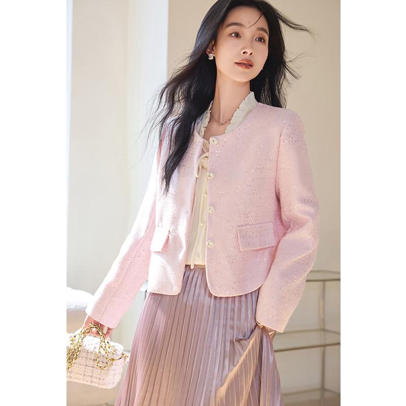 VICTORIA&VERA Women's Elegant Shimmer Textured Jacket