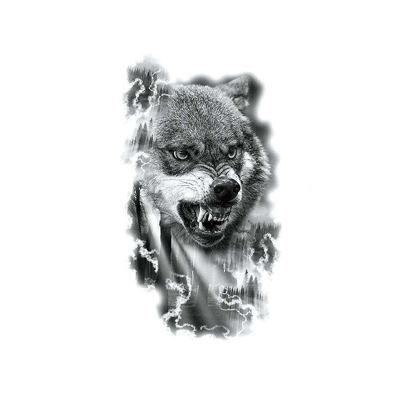 Голова тигра, голова волка, элемент татуировки, акварель, 3D, переносимый на воду, большой набор рисунков, водонепроницаемая наклейка для татуировки
