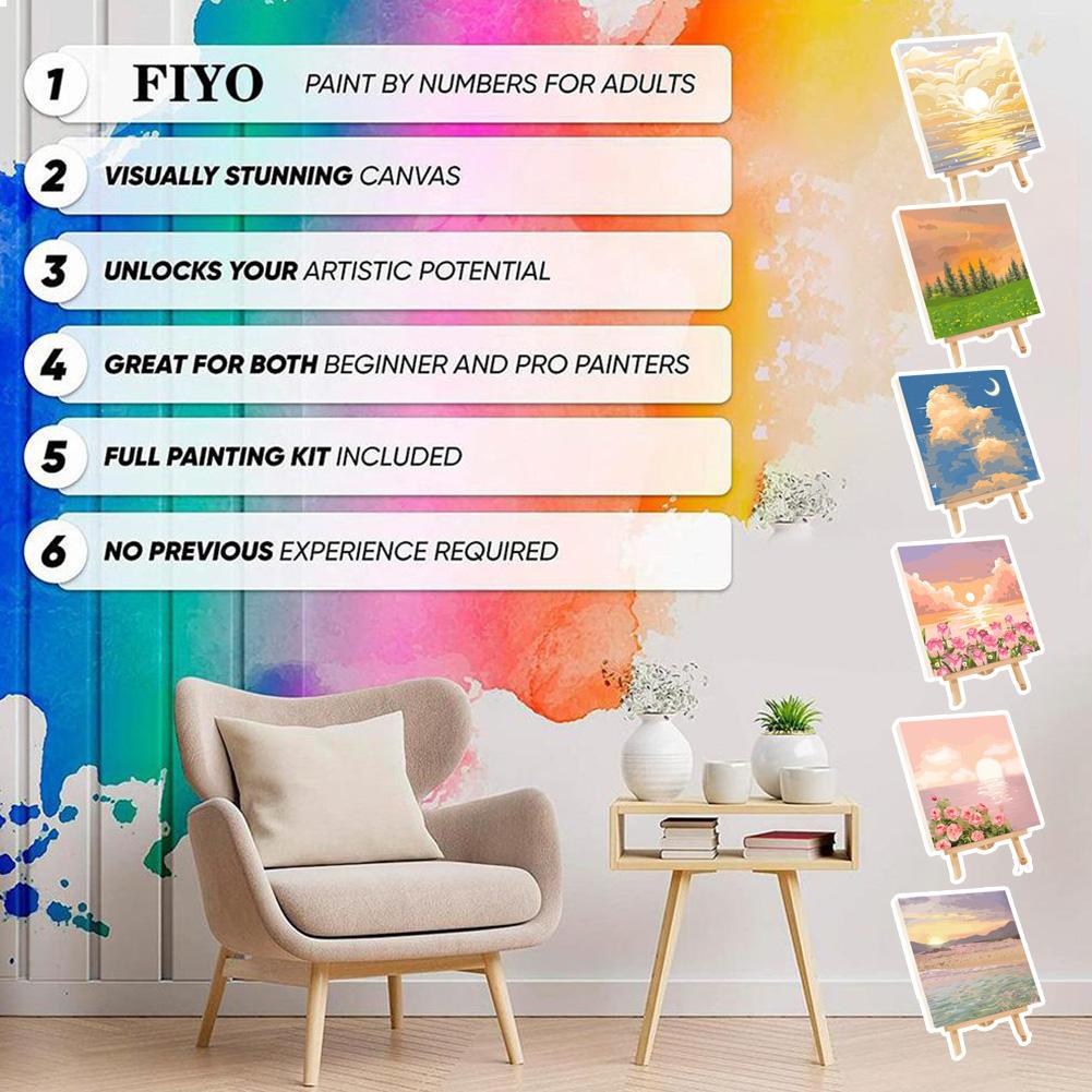 Frame Painting By Numbers Kit Abstract Sunset Landscape Modern Drawing Coloring DIY Painting By Numbers Acrylic Paint Home Decor