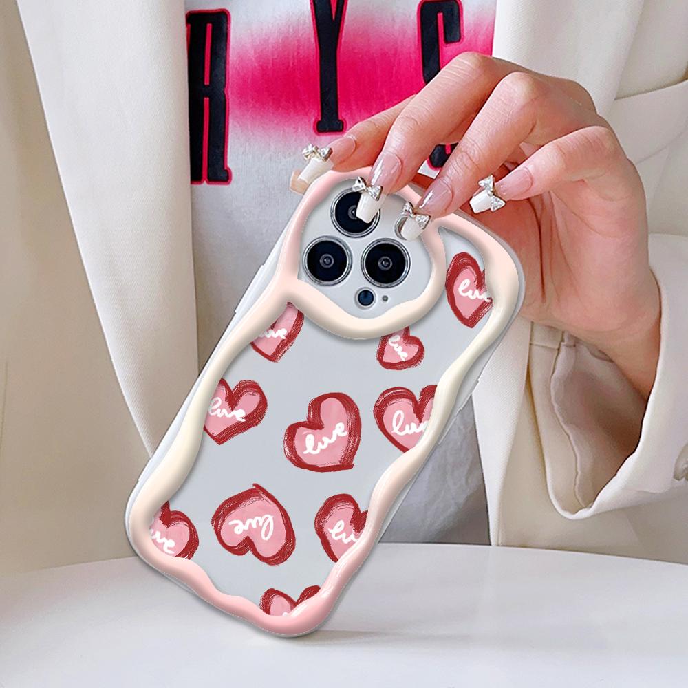 Мультяшный узор, кремовая текстура, мягкий силиконовый чехол с волнистыми краями, чехол для телефона IPhone Samsung Huawei Honor Xiaomi Redmi OPPO Realme Vivo Infinix