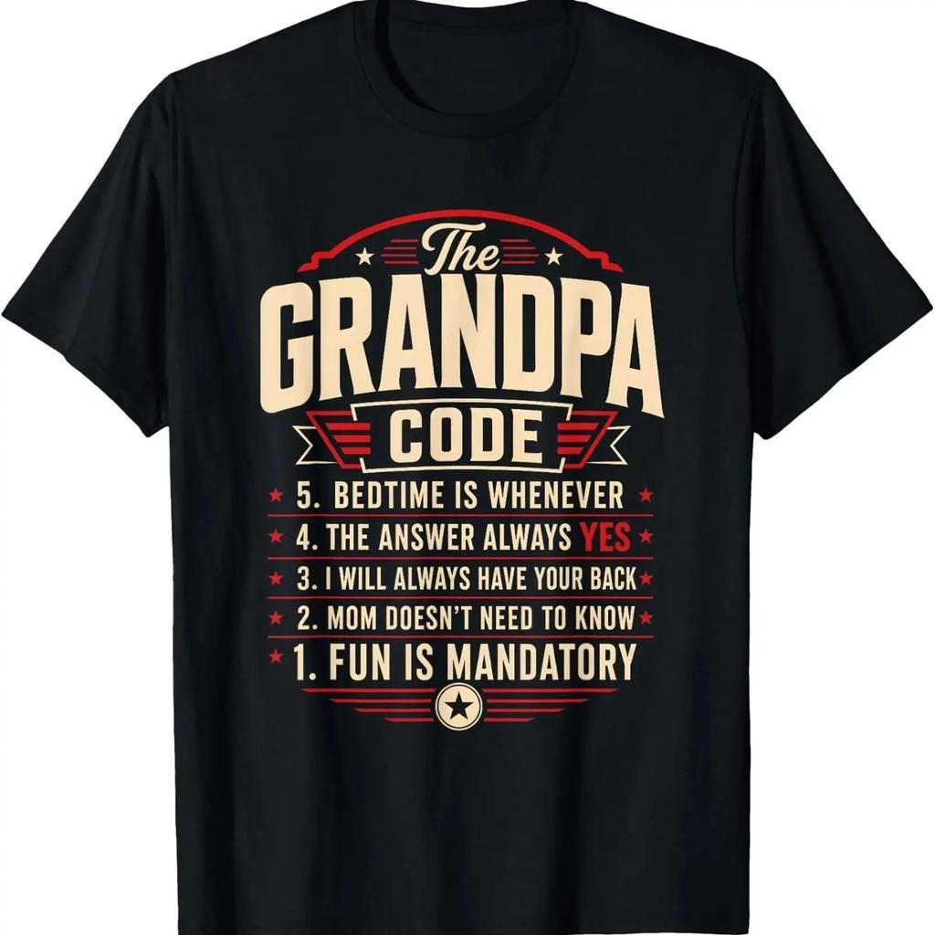 The Grandpa Code Family Rules Grandchildren Humor Joke T Shirt Image 1 Of 2 Vintage Washed Top For Everyday Wear Slightly Soft