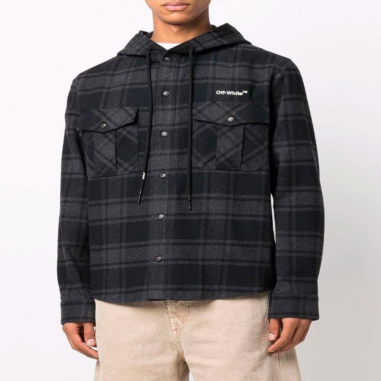 OFF WHITE Клетчатая рубашка с капюшоном Arrows OMGA225C99FAB0010701