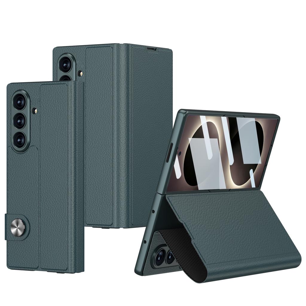 Plain Leather Card Package Case for Samsung Galaxy Z Fold 8 Ultra Front Screen Glass Fold Stand Cover for Galaxy Z Fold7 Case