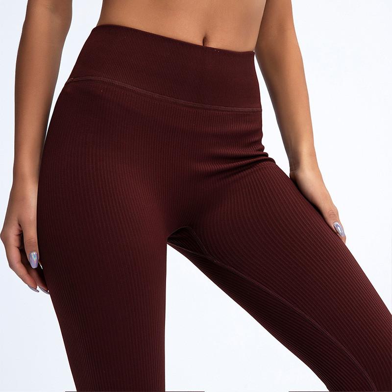 Ribbed Yoga Pants High Waisted Gym Leggings Sport Women Fitness Seamless Female Legging Tummy Control Running Training Tights