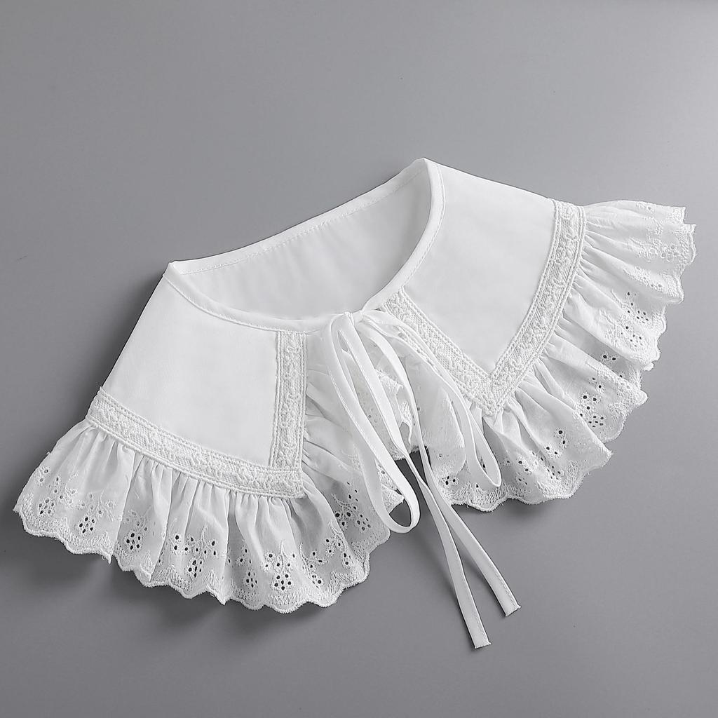 Perfect Match Women White Lapel Fake Collar Shawl Cute Doll Collar Removable Detachable Shirt False Collar Lapel Blouse Top Decor