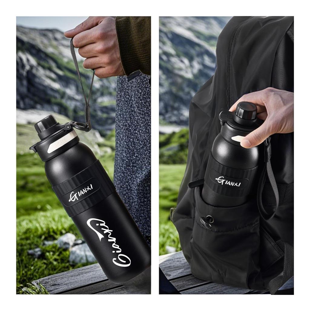 GIANXI Sports Water Direct Vacuum SUS316 Stainless Perfect for Sports and Black Bottle, 2-Way, 600ml, Insulated, Drinking, Straw, Insulated, Steel,