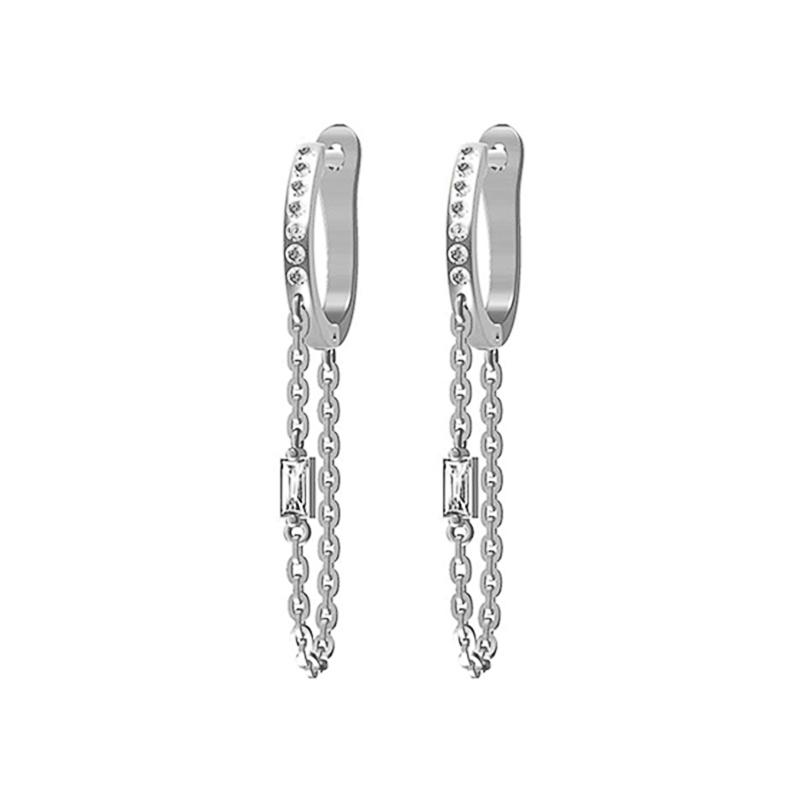 Новые, новейшие, свежие стильные висячие серьги на цепочке для женщин с ослепительным фианитом, простые стильные серьги для девочек, 2021, модные ювелирные изделия