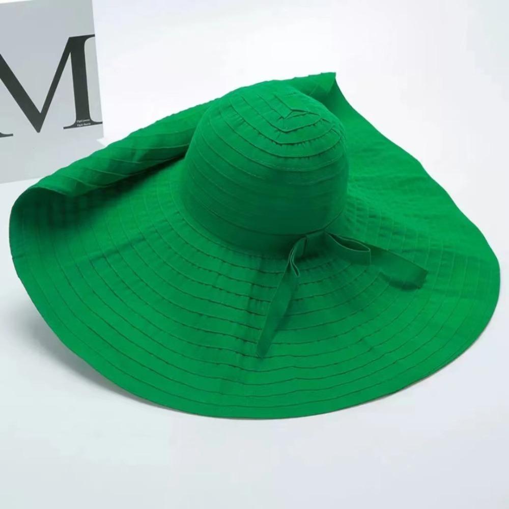UV Anti DIY Moldable Wide Brim Hat Bowknot Women Sun Hat Simple Plastic Bucket Hat  Famale