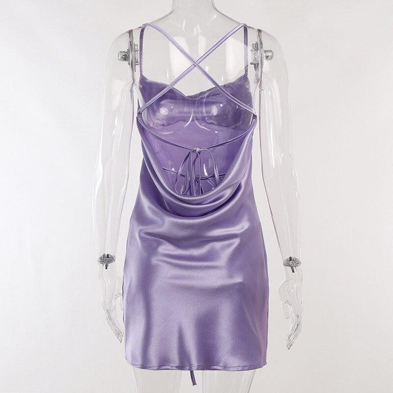 Бандажное сексуальное вечерние платье с открытой спиной, женское летнее атласное повседневное платье, женские однотонные платья на бретельках без рукавов, элегантное платье 25267