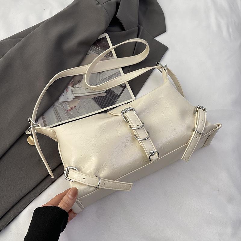 Женская однотонная сумка-багет с магнитной пряжкой и кросс-боди для отдыха из искусственной кожи с наклонным плечевым ремнем и регулируемым ремешком