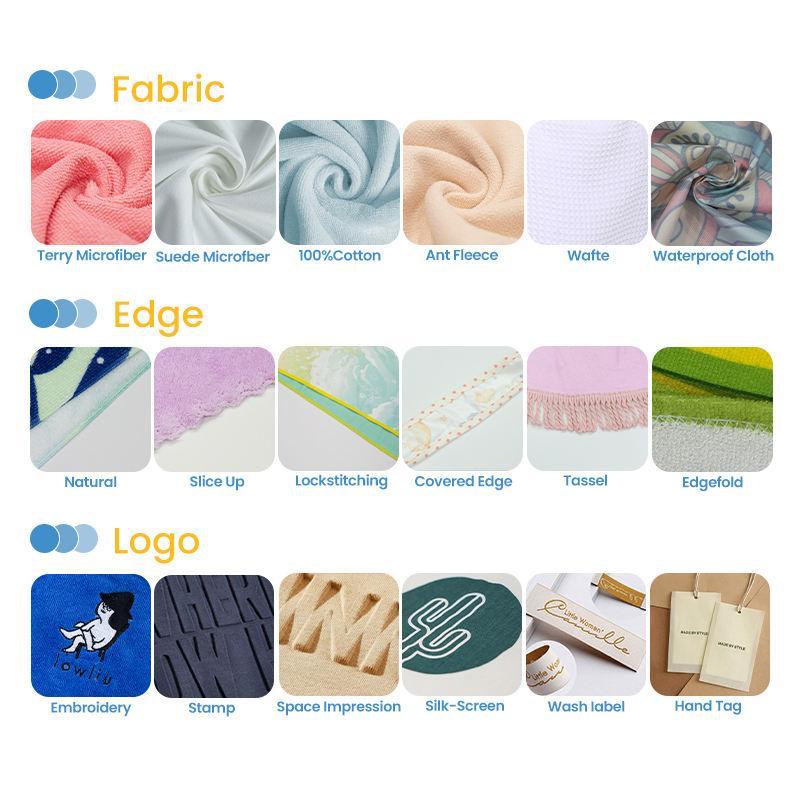 Custom Made Logo Private Label Digital Printing Sublimated Green Leaf Design Microfiber Beach Towels