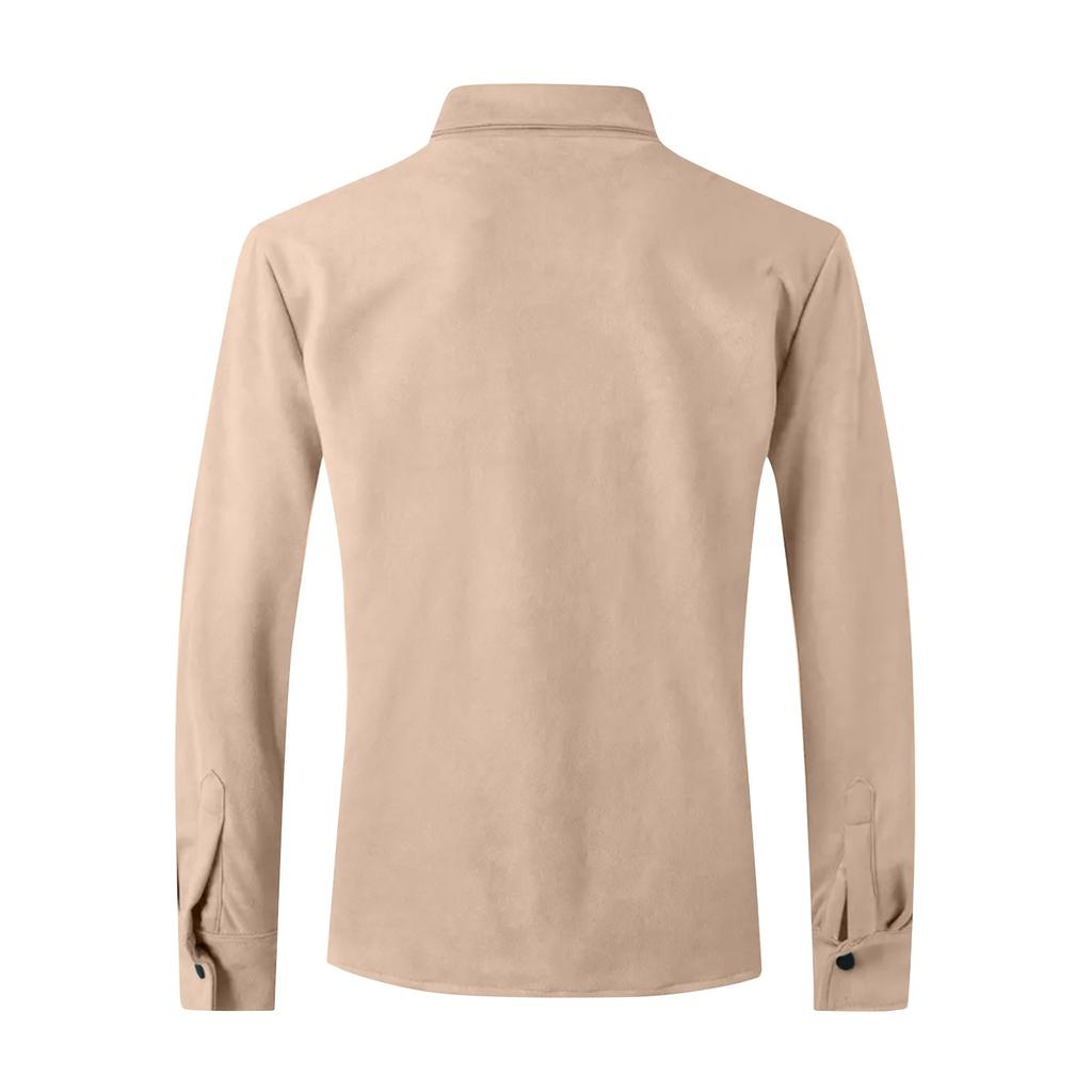 Мужская однотонная повседневная куртка с лацканами на весну и осень, замшевое пальто