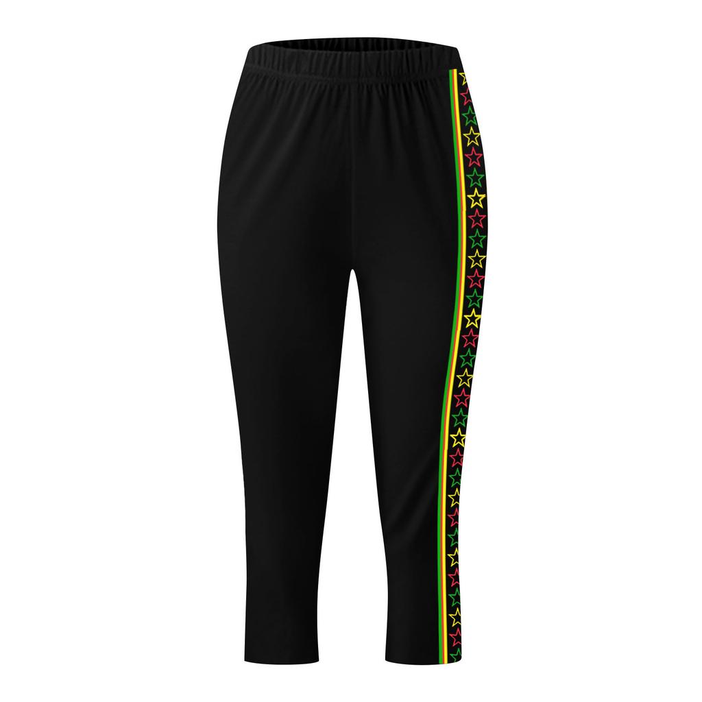 Leggings For Women, Cotton, Stretch, High Waisted, Womens Capris For Summer, Juneteenth Outfit