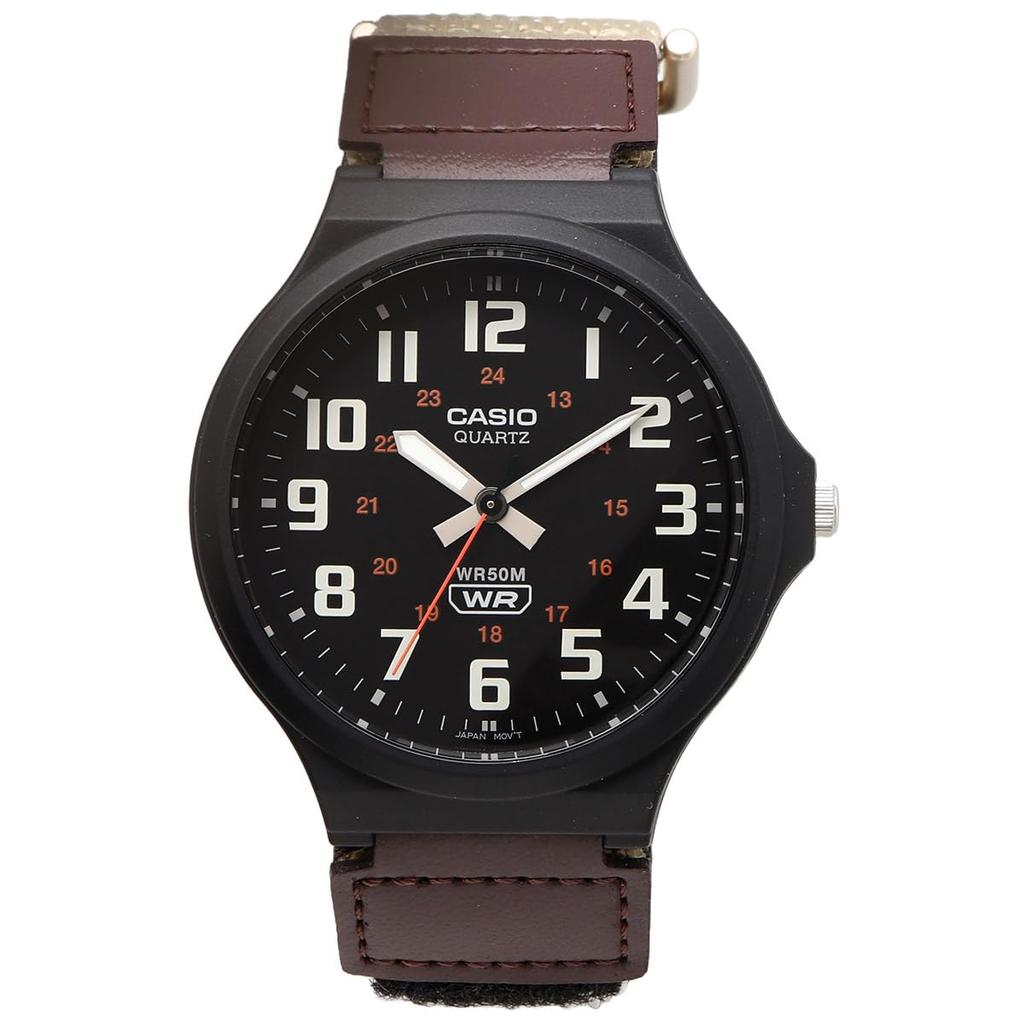 Casio Standard Analog Quartz Watch Velcro Fastening Overseas Presentation MW-240B-5BV (Men's Beige, Band, Model) (No Box)