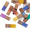 2/6/12 шт. Подвеска из натуральной смолы из натурального дерева, прямоугольная подвеска из смолы, контрастный цвет, сращивание, деревянная полоска, подвеска, браслет, ожерелье, серьги