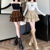 Women's Casual Elastic Waist Short Tiered Skirts Solid Streetwear A Line Mini Skirt