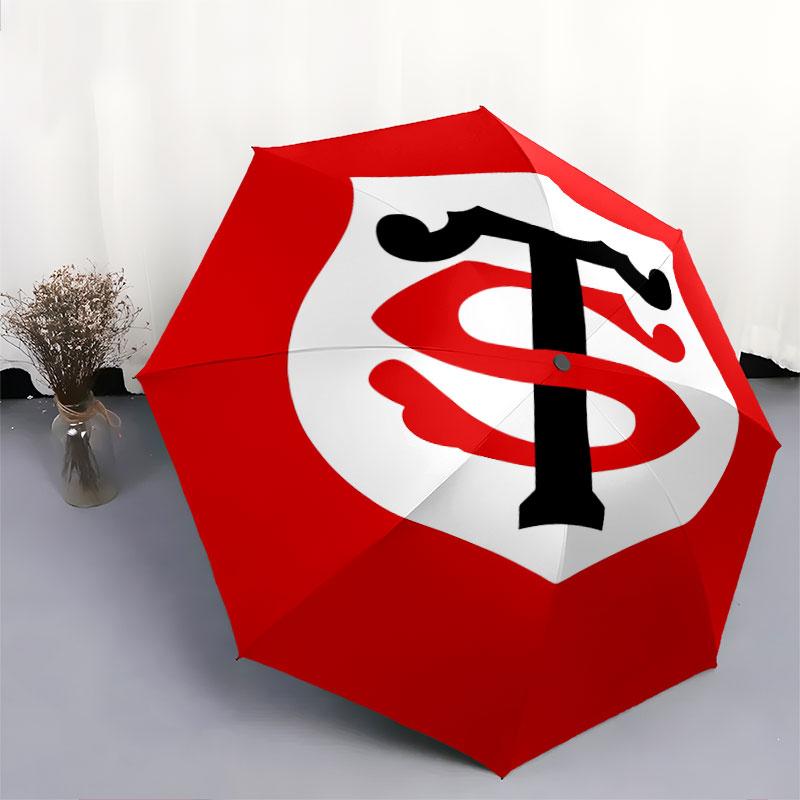 1 шт. Автоматический складной зонт - Узор Stade Toulousain, Портативный и складной дизайн с 8 спицами, Рождественские и Новогодние подарки