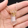1 шт. модный натуральный камень прозрачный кварц флакон духов кулон жемчужная цепочка ожерелья для женщин свадебные украшения поставки