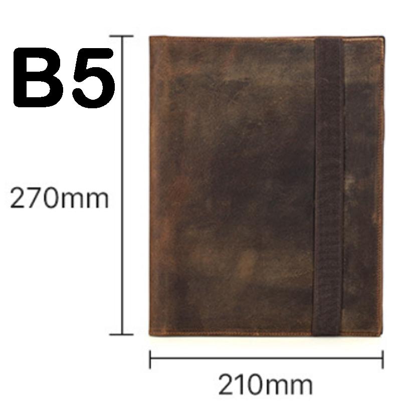 A5/B5 Laptop Notebook Cover Handmade Genuine Leather with Multiple Card Fountain Pen Positions School Office Supplies Stationery