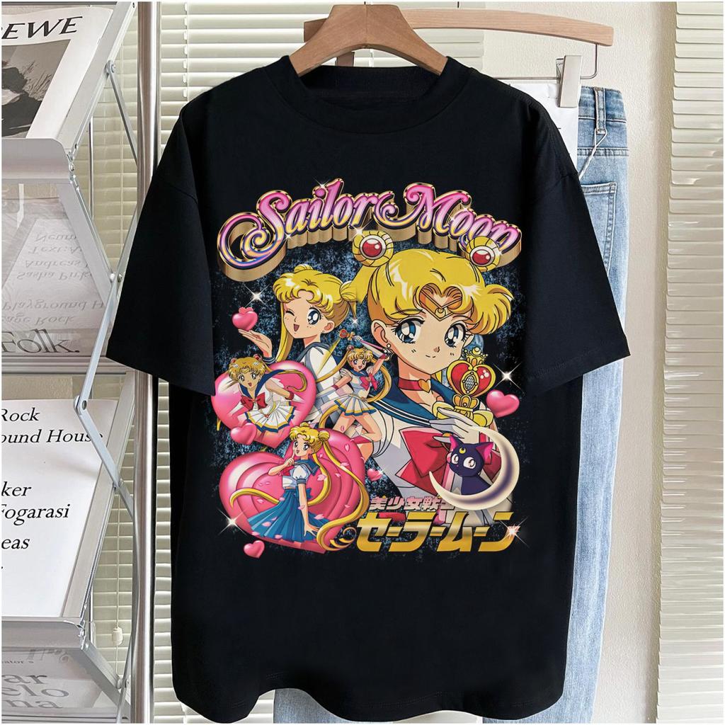 Футболка Sailor Moon Весна Лето Харадзюку Японский Свободный Бренд Прилив Американская Война Мужская и Женская Футболка с Коротким Рукавом