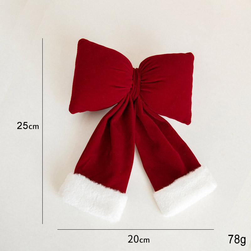 Christmas Bow Decoration Velvet Red Bow Knot Baubles Hanging Ornaments Diy Xmas Trees Pendant For Holiday Home Party Decorations