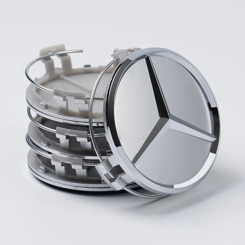 New 4 Pieces/Set Mercedes Benz AMG Wheel Center Hub Caps 75mm Diameter with Embossed Benz Emblem Tire Rim Covers for W203 W206 W220