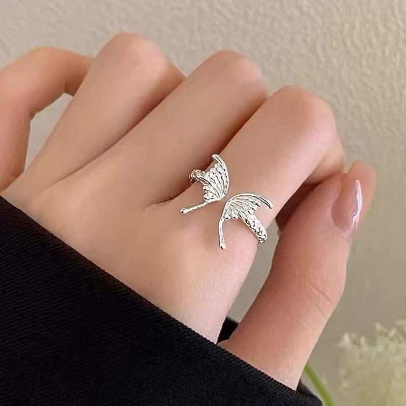 Korean Version Plain Ring Irregular 925 Sterling Silver Versatile Ring Women's Niche Ins Style Design Non-fading Combination Ring
