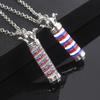Fashion Crystal Barber Shop Turn Light 3D Necklace Crown Hairdresser Logo Necklace Pendants Barbers Jewelry Gift