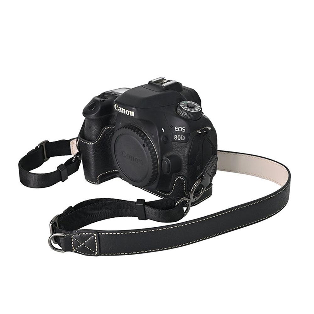 Получехол из ПУ кожи для камеры Canon EOS 60D 70D 80D 90D, с открывающимся дном, магнитной крышкой и плечевым ремнем